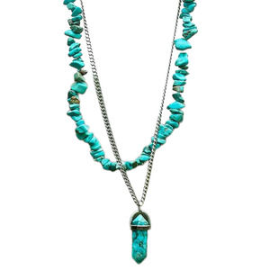 2-PIECE Turquoise Beaded & Pendant Necklaces